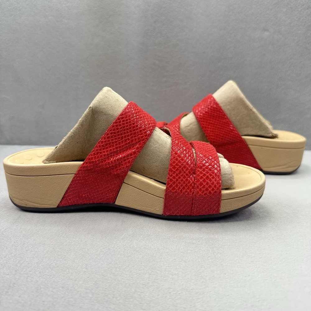 Vionic Pacific Rio Womens Size 8 Sandals Red Lizard Platform Adjustable 3 Strap - Picture 5 of 8